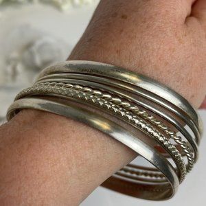 Silver Tone Stacking Bangles